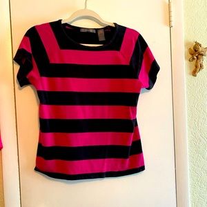 Liz Claiborne pink and blue striped shirt